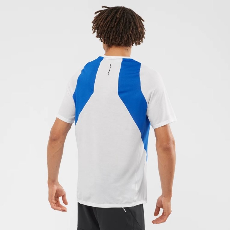 Blue / White Salomon Sense Aero Short Sleeve Men's T-Shirts | IE GM5947